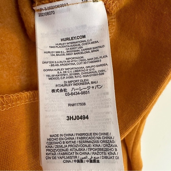 Hurley Crop Fleece Graphic Hoodie Golden Yellow Womens Sz. Medium - Picture 6 of 8